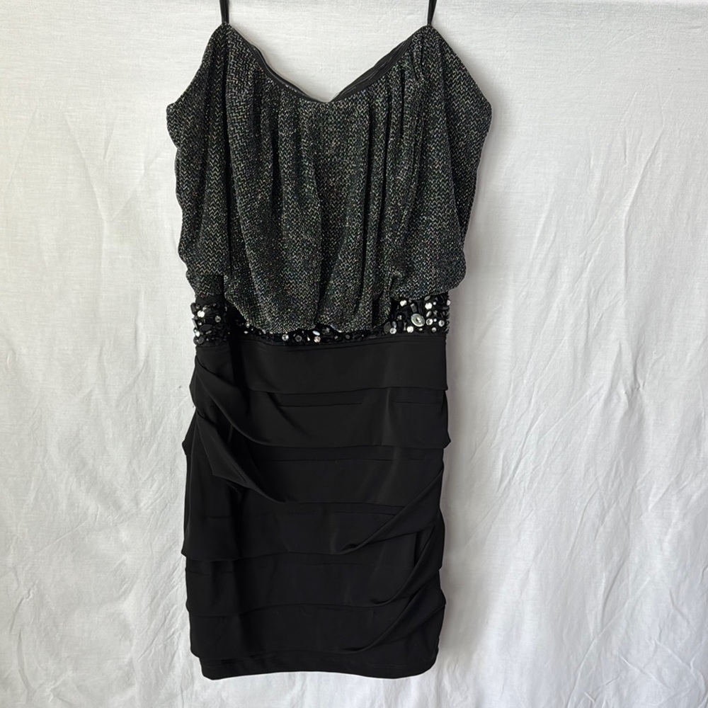 City Studio Black and Silver Mini Dress